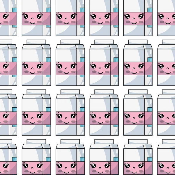 Εικονογράφηση Φορέα Του Kawaii Χαριτωμένο Ευτυχείς Γάλα Κουτί Φόντο — Διανυσματικό Αρχείο