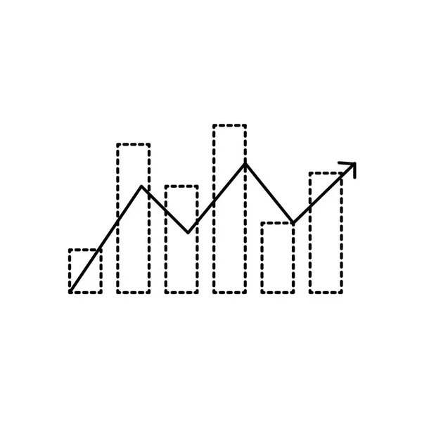 成長ベクトル図の矢印と点線図形統計バーの図 — ストックベクタ