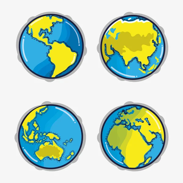 Differents Parts Earth Planet Space Vector Illustration — Stock Vector