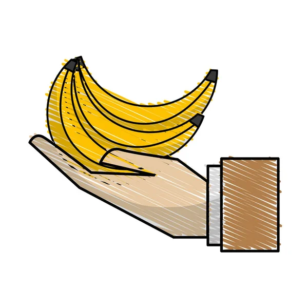 Bananowy Organiczny Owoc Ikonę Dłoni Ilustracji Wektorowych — Wektor stockowy