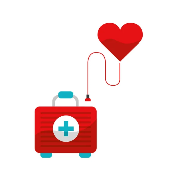 Coração Transfundindo Sangue Kit Primeiros Socorros Ilustração Vetorial — Vetor de Stock