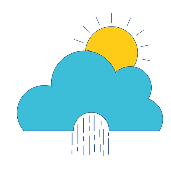 Милое Облако Солнцем Дождевой Естественной Иллюстрацией Вектора Погоды — стоковый вектор