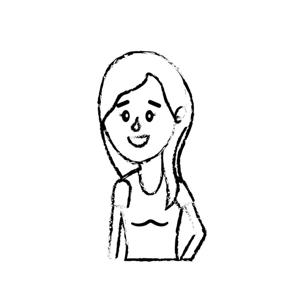 Фигура Женщина Прической Блузкой Дизайн Векторной Иллюстрации — стоковый вектор