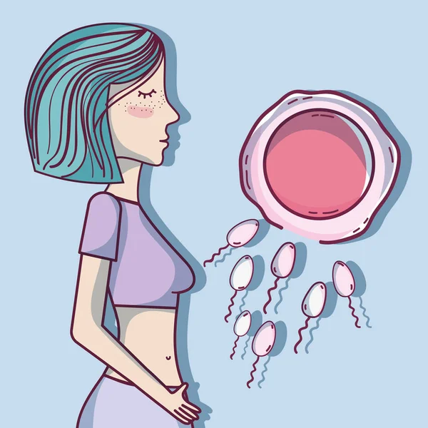 Εγκυμοσύνης Εικονογράφηση Φορέα Διαδικασία Γονιμοποιήσεως Ωοθήκη Και Σπερματοζωάριο — Διανυσματικό Αρχείο