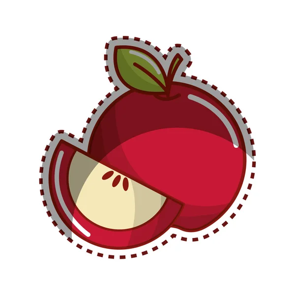 Nálepku Červené Jablko Ovoce Akcií Vektor Illstration Design Obrázek Ikony — Stockový vektor