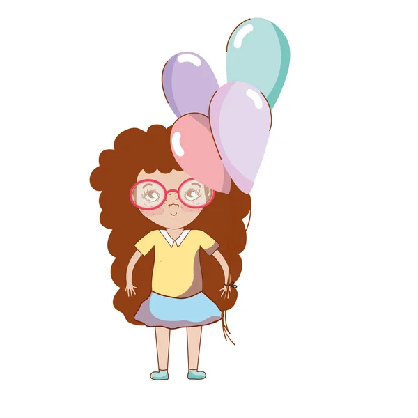 Pretty Girl Balloons Glasses Vector Illustration Design — Stock Vector