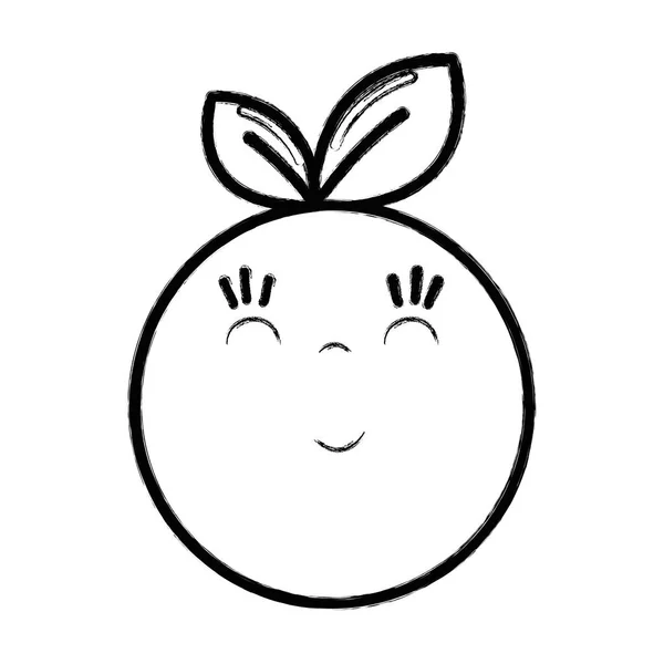 图卡瓦伊漂亮快乐的橘子水果 矢量插图 — 图库矢量图片