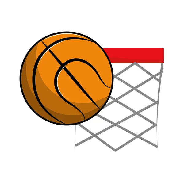 Basket Ball Panier Avec Icône Balle Illustration Vectorielle — Image vectorielle