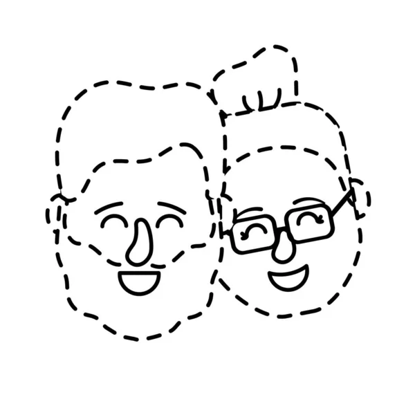 Cabeza Pareja Avatar Forma Punteada Con Diseño Peinado Vector Ilustración — Vector de stock