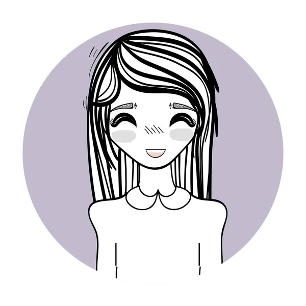 Anime Happy Cute Woman Vector Illustration Design — Stock Vector