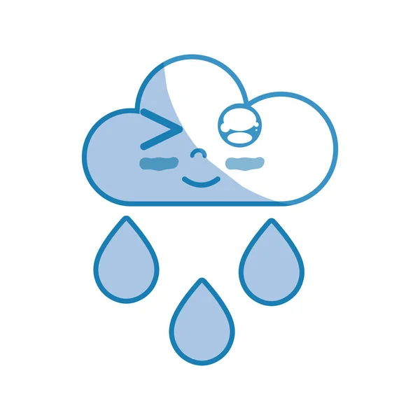 剪影卡瓦伊漂亮有趣的云雨矢量插图 — 图库矢量图片