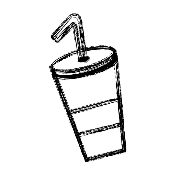 Контур Вкусный Освежающий Содовый Напиток Векторная Иллюстрация Дизайн — стоковый вектор