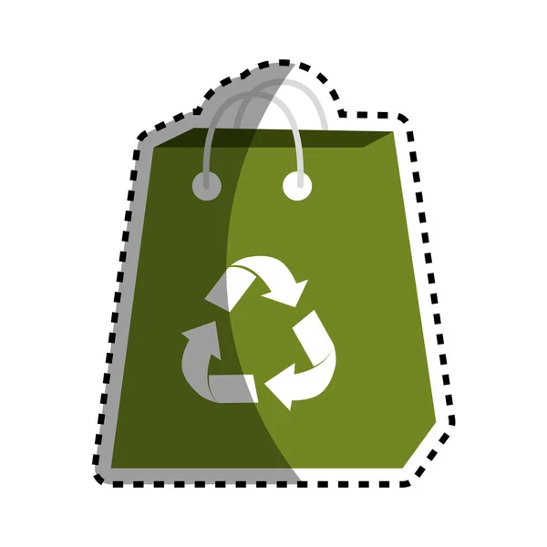 Aufkleber Grüne Tüte Mit Reduktions Wiederverwendungs Und Recyclingsymbol Vektorabbildung — Stockvektor