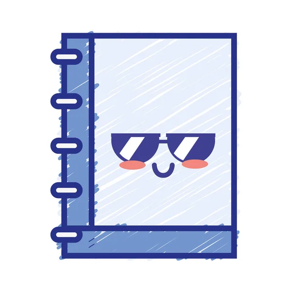 Kawaii Simpatico Divertente Notebook Strumento Vettoriale Illustrazione — Vettoriale Stock