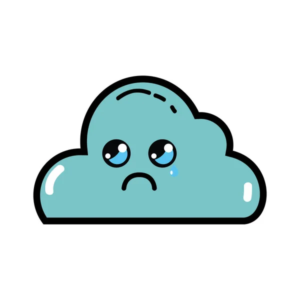Kawaii Carino Triste Nube Meteo Vettore Illustrazione — Vettoriale Stock
