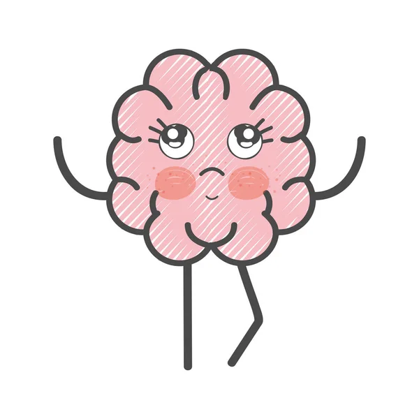 Icon Adorable Kawaii Brain Expression Vector Illustration — Stock Vector