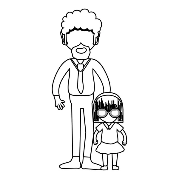 Vater Und Tochter Über Weißerem Hintergrund Vektorillustration — Stockvektor