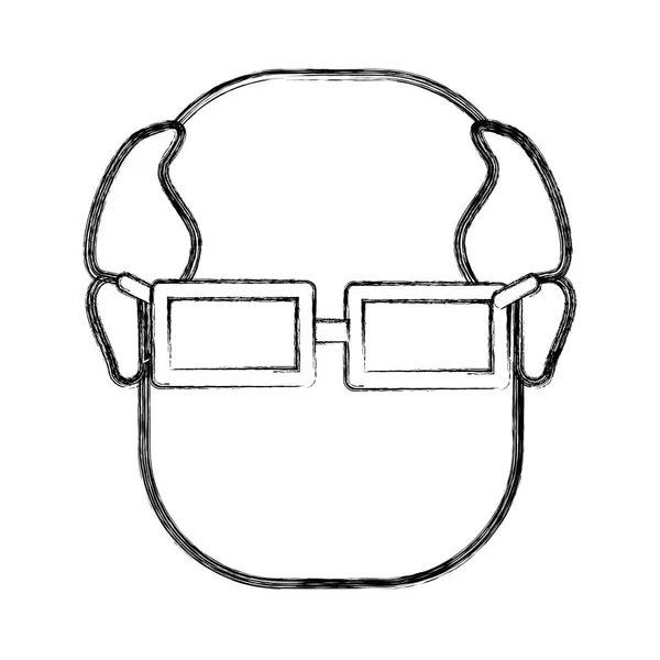 Contour Vieux Visage Homme Avec Des Lunettes Dessin Vectoriel Illustration — Image vectorielle