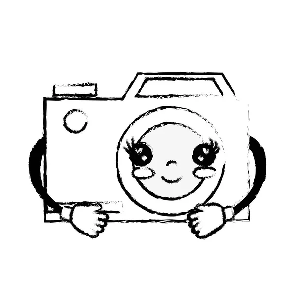 图卡瓦伊可爱快乐数码相机矢量插图 — 图库矢量图片
