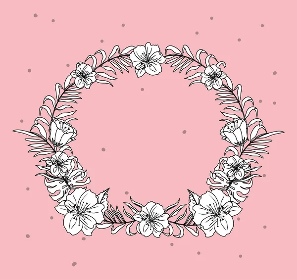 Couronne Florale Concept Décoratif Illustration Vectorielle Signe Graphique — Image vectorielle