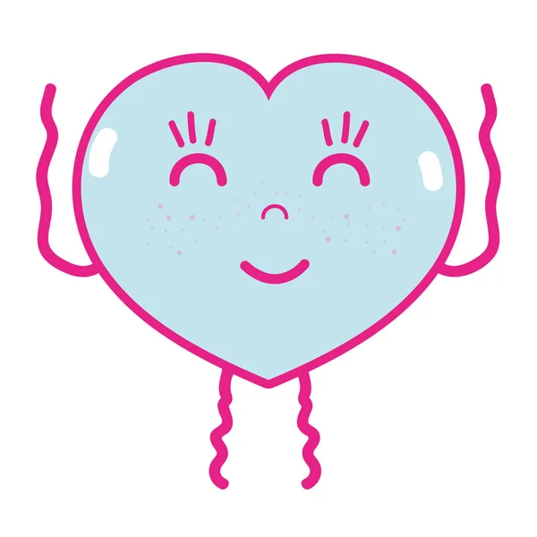 Kawaii Schattig Gelukkig Hart Liefde Vectorillustratie — Stockvector