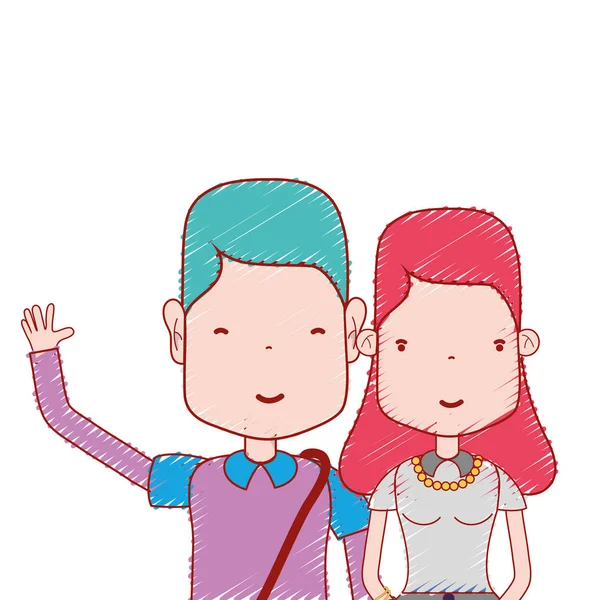 Bonita Pareja Con Peinado Ropa Casual Ilustración Vectorial — Vector de stock