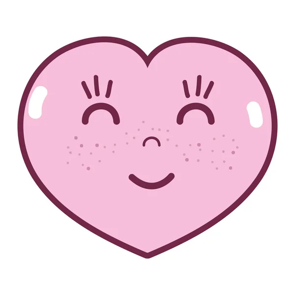 Kawaii Schattig Gelukkig Hart Liefde Vectorillustratie — Stockvector