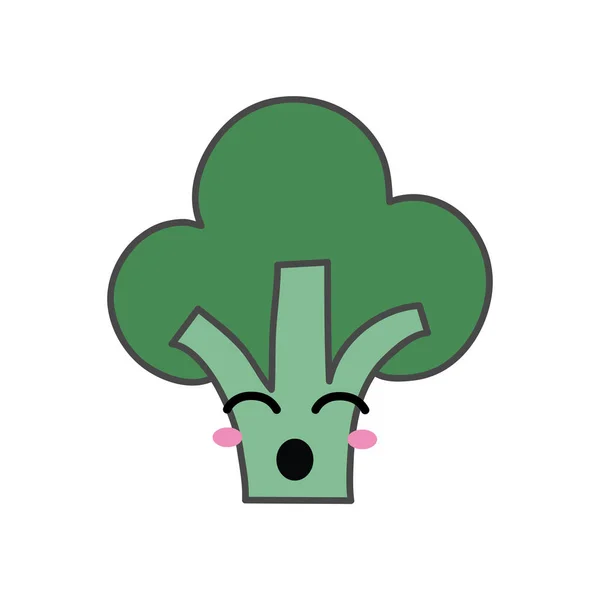 Kawaii Lindo Divertido Brócoli Vegetal Vector Ilustración — Vector de stock