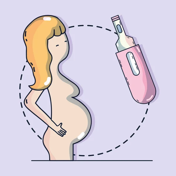 Embarazo Mujer Con Ilustración Vector Prueba Biología Médica — Archivo Imágenes Vectoriales