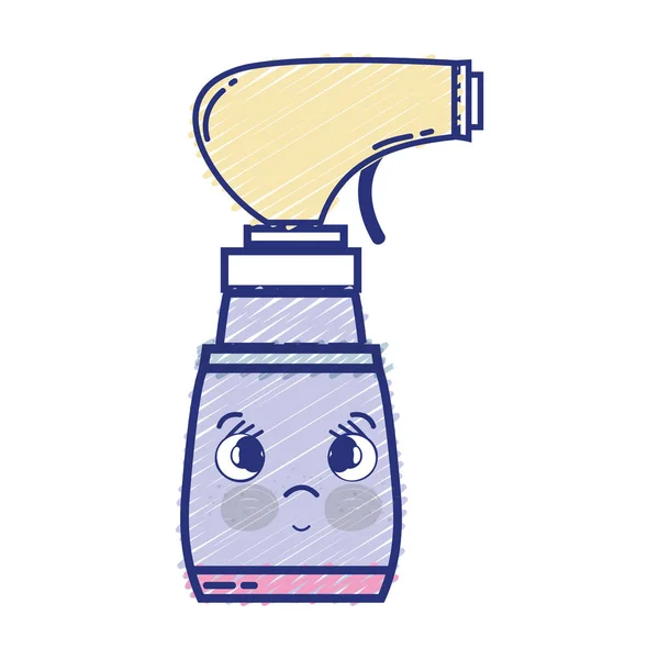 Kawaii Carino Triste Spray Bottiglia Vettoriale Illustrazione — Vettoriale Stock