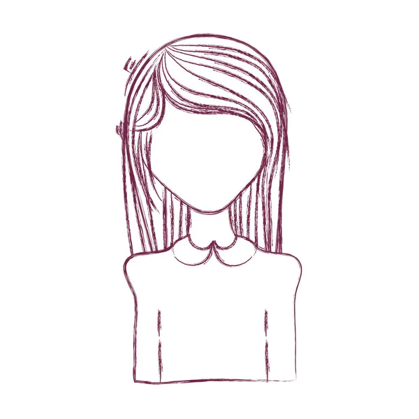 Silhouette Anime Femme Avec Coiffure Tissu Illustration Vectorielle — Image vectorielle