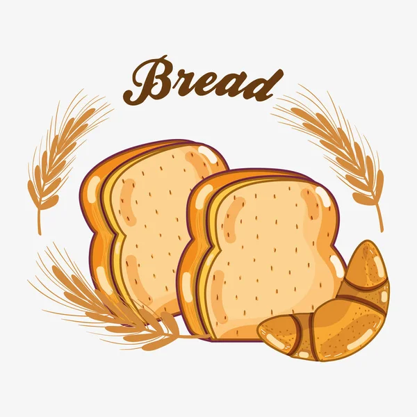 Heerlijke Gehakte Brood Corissant Van Tarwe Vectorillustratie — Stockvector