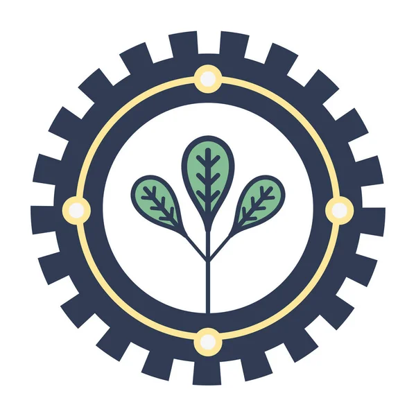 Emblema Folhas Símbolo Para Ecologia Cuidado Vetor Ilustração — Vetor de Stock