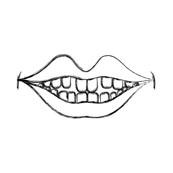 Rysunek Szczęśliwy Usta Zębów Projekt Ikona Ilustracja Wektorowa — Wektor stockowy