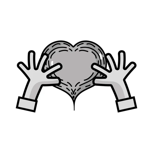 Linia Ręce Sercem Kochać Symbol Wektor Ilustracja Projektu — Wektor stockowy