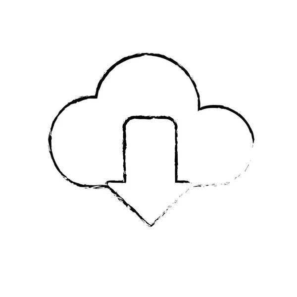 Figure Cloud Data Digital Technology Server Vector Illustration — Stock Vector