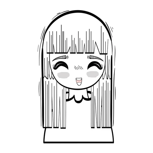 Anime Happy Cute Woman Vector Illustration Design - Stok Vektor