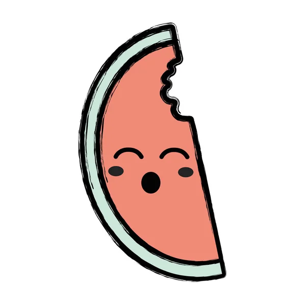 Kawaii Mignon Drôle Tranche Pomme Fruit Vecteur Illustration — Image vectorielle