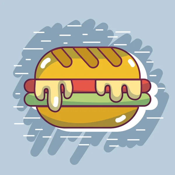 Délicieux Hamburger Fast Food Avec Des Calories Illustration Vectorielle Nutrition — Image vectorielle