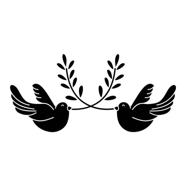 平和のシンボル ベクトル図の枝の輪郭のかわいい鳩動物 — ストックベクタ