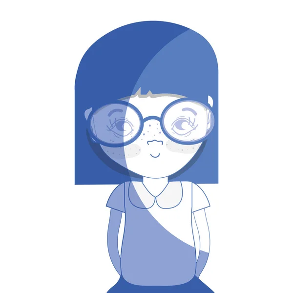 Silhouette Pretty Girl Glasses Casual Wear Vector Illustration — Stock Vector