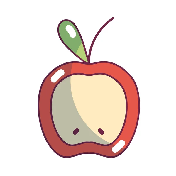Delicious Slice Apple Fruit Vitamins Protein Vector Illustration — Stock Vector