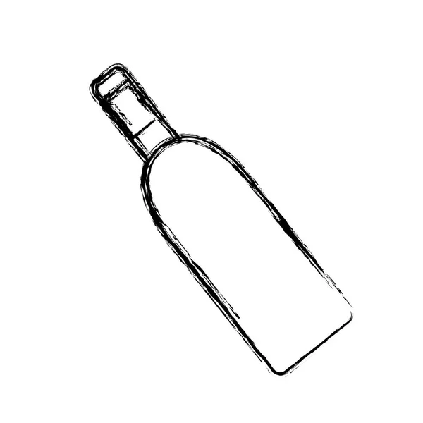 Botella Vino Contorno Con Bebida Vidrio Diseño Ilustración Vectorial — Vector de stock