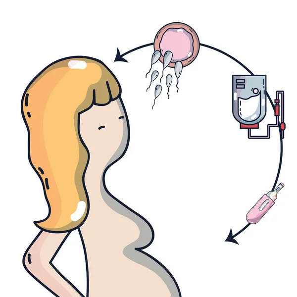 Femme Grossesse Avec Ovule Sperme Processus Procréation Vecteur Illustration — Image vectorielle
