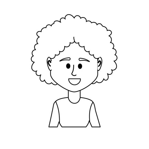 线头像妇女与发型和衬衫设计向量例证 — 图库矢量图片