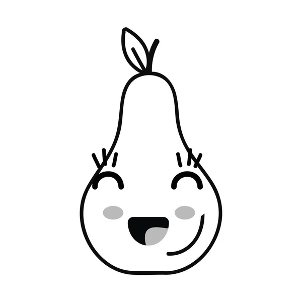 Baris Kawaii Cute Happy Pear Fruit Vector Illustration - Stok Vektor
