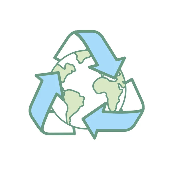 Erde Planet Mit Recycling Symbol Design Vektor Illustration — Stockvektor