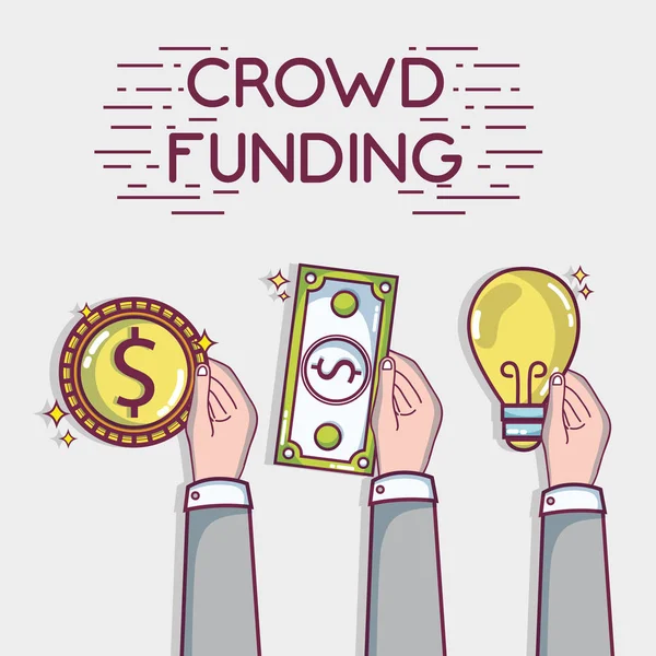 Main Avec Argent Pour Crowdfunding Business Finance Illustration Vectorielle — Image vectorielle