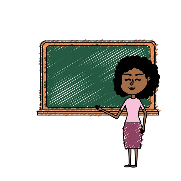 Vrouw Leraar Lesgeven Aan Student Blackboard Vectorillustratie — Stockvector
