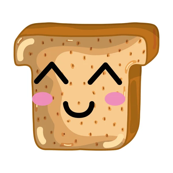 Kawaii Cute Happy Chopped Bread Vector Illustration Design - Stok Vektor